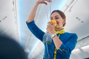 Putting oxygen on while on a plane